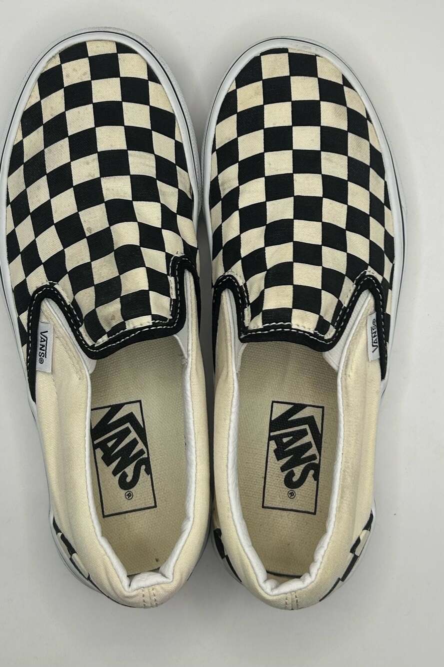 Vans Classic Slip-On Checkerboard Black/White Shoes Men's 5.5 Women's 7 - Picture 6 of 7